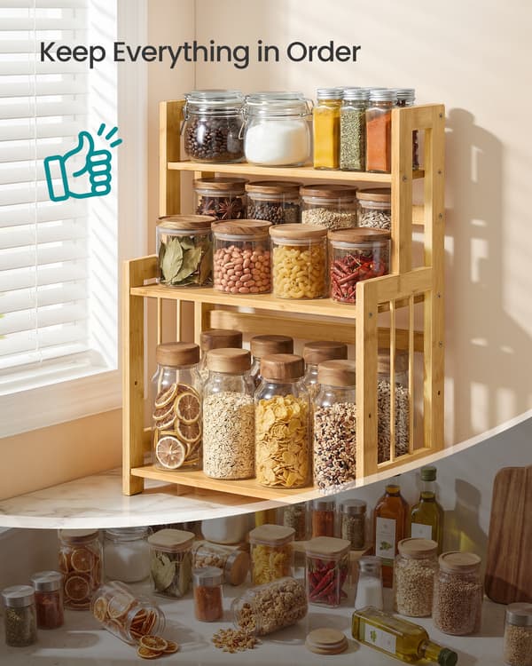 Maustehylly 41x18.6x53.5 cm Beige Bambu