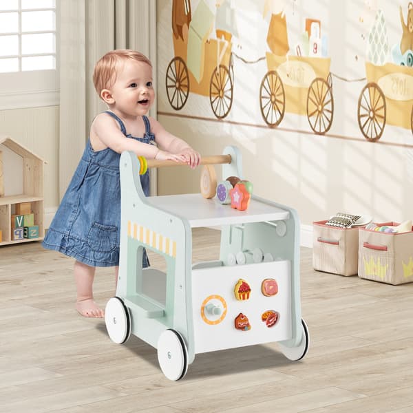 Babywalker med opbevaring og is-legetøj lysegrøn