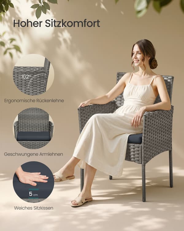 Havemøbelsæt 56x55x81 cm Grå PE-Polyrattan