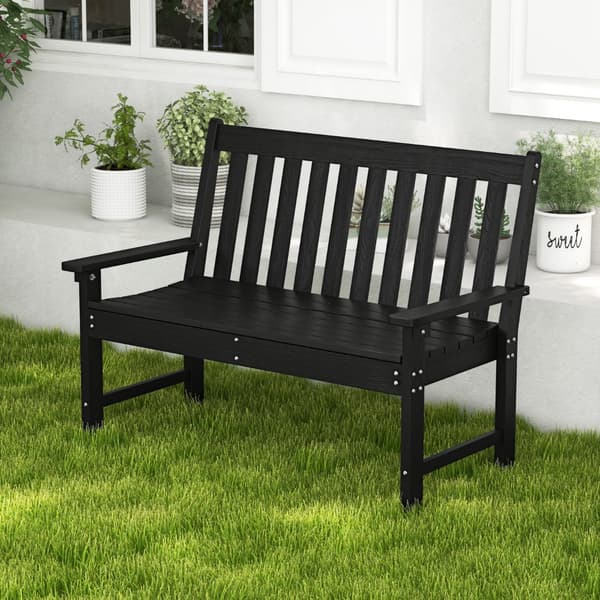 Bænk til terrasse med dobbeltsæde 132x65x91 cm sort