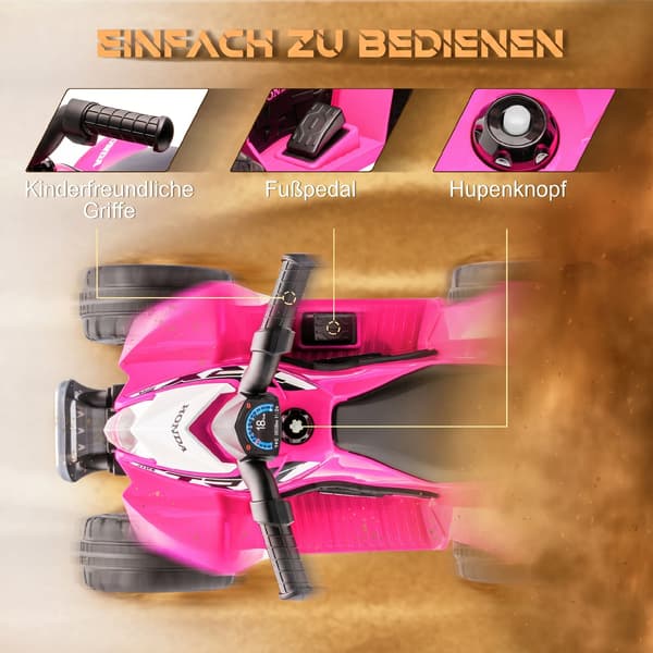Elektrisk barnquad 65,5x38,5x43,5 cm rosa