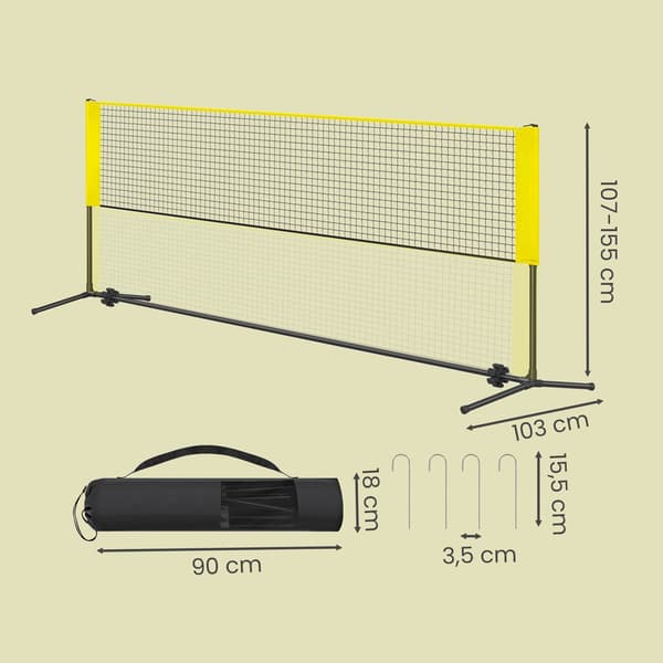 Badmintonnet 300x103x155 cm Gul