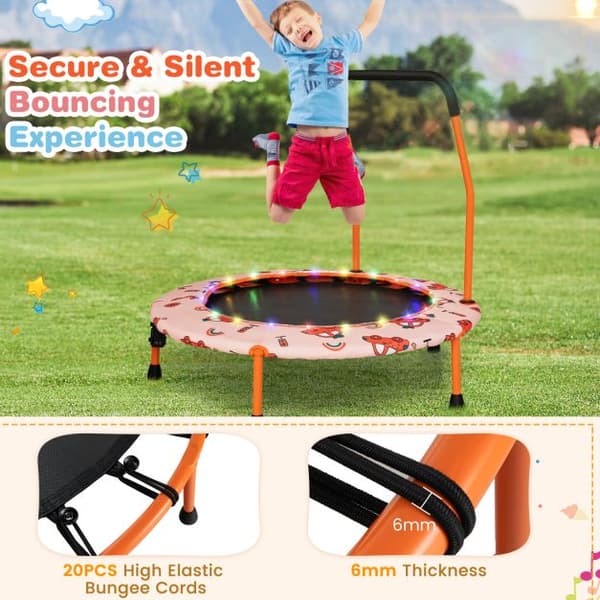 Mini trampolin, 92x92 cm, orange, LED-lys , Star