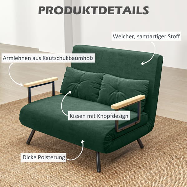 Soffa Säng 102x73x81 cm Grön Sammetstyg