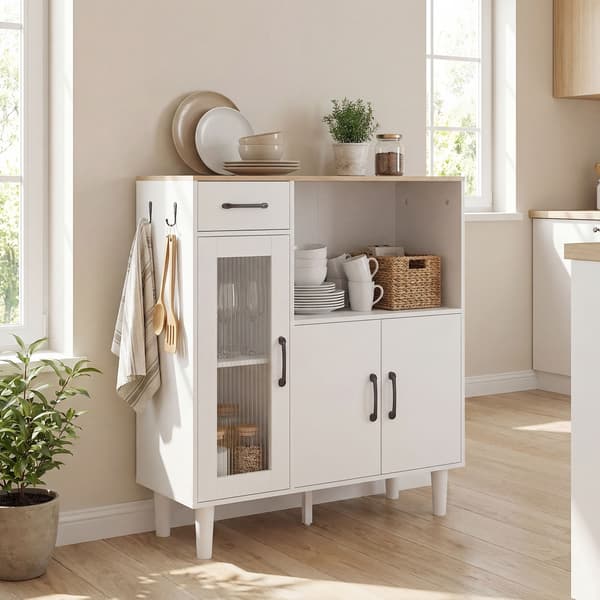 Skænk 80x34x91 cm Hvidt træ