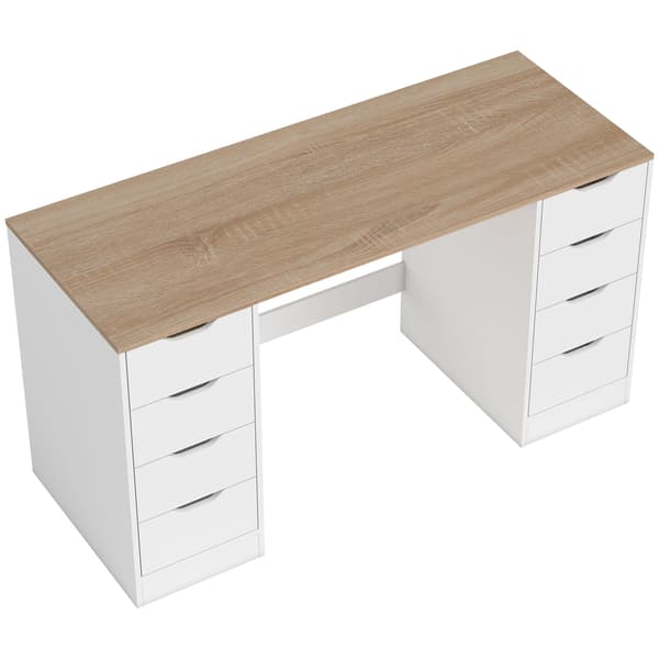 Computerskrivebord, 140x53x75 cm, Hvid, Træ og Stål