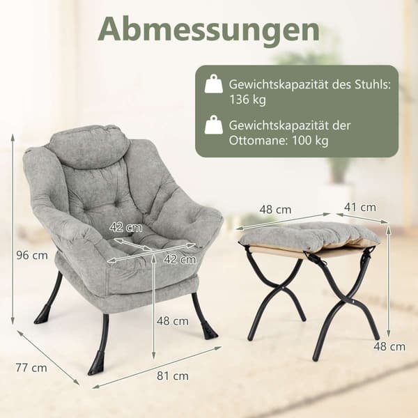 Lepotuoli, 81x77x96 cm, Harmaa/Beige , Star