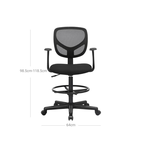 Kontorstol, 53.5x56.5x102-120 cm, Sort