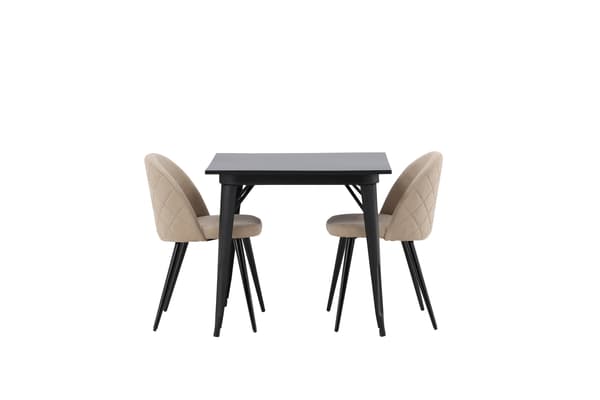 Spisebord og stole sæt Tempe sort og beige MDF og polyesterstof