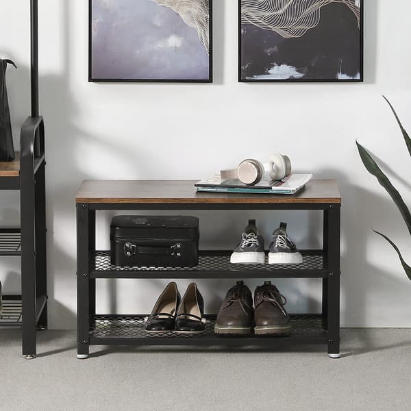 Skobænk 73x30x45 cm Brun Stål