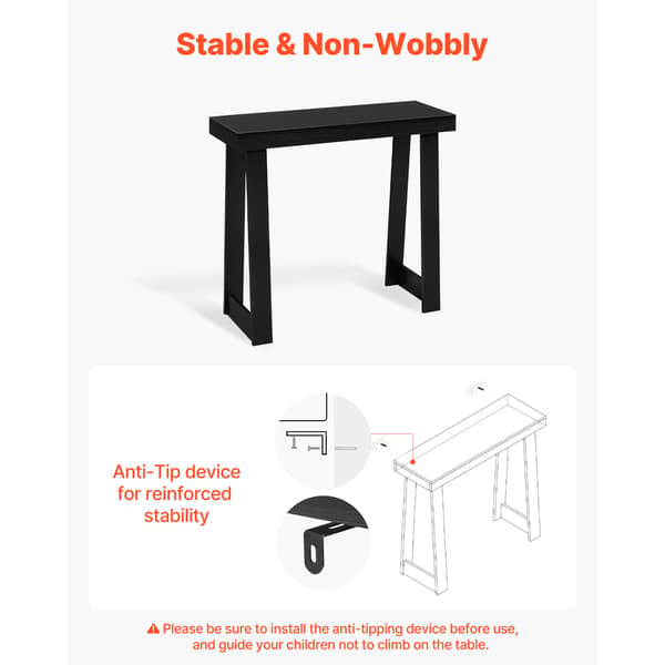 Konsolbord, 91,5x30,5x81 cm, Sort, Træ
