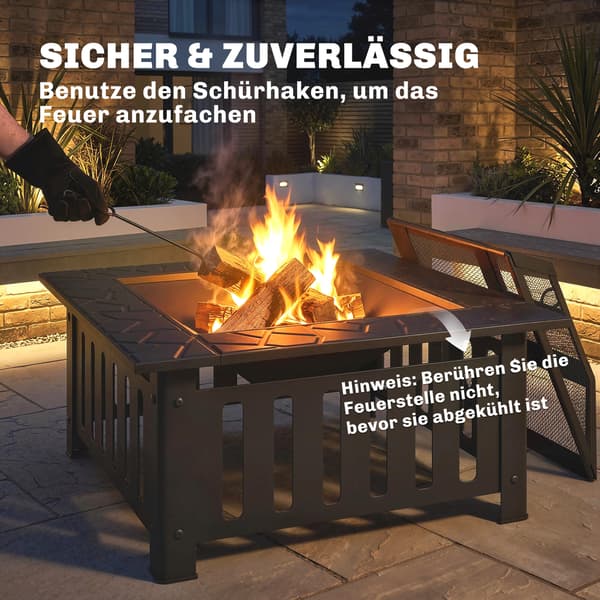 Bålsted 67x67x47 cm Sort Stål