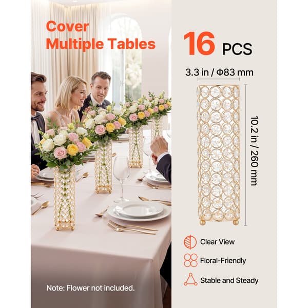 Blomvas 26x8,3 cm Guld Kristall Cylinder Set