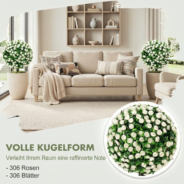 Tekoruusupensaiden setti 2 kpl 55 cm valkoinen