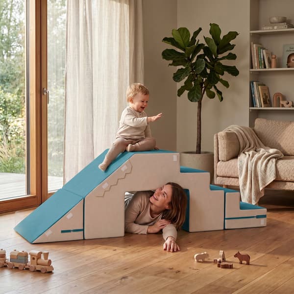 Play Sofa Fløjl 2-delt Børneskumsofa Vaskbar Modulær Børnesofa til 0,5-3 år