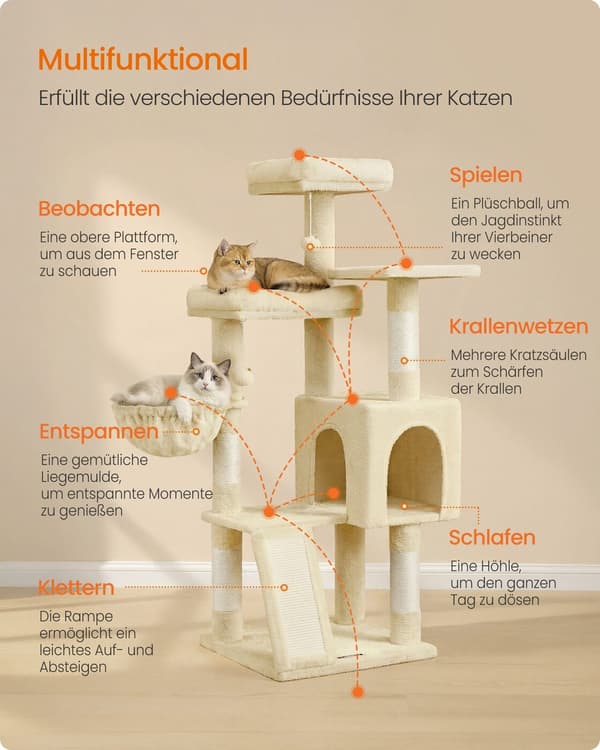 Kattträd 48x48x136 cm Beige Sisal
