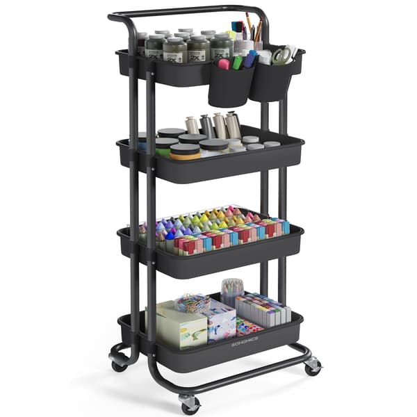 Opbevaringstrolley 4 niveauer 42,5x35,7x115 cm sort