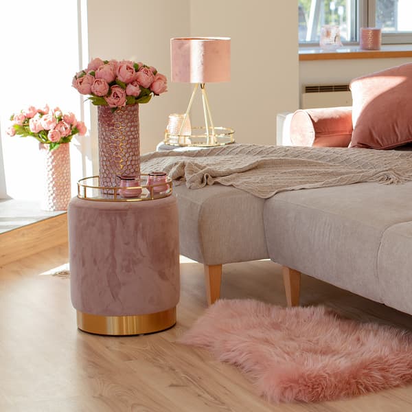 Fotpall LA PERLA 35x42 cm rosa sammet