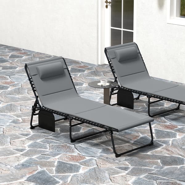 Solstolset, 68x189x38 cm, mörkgrå, fällbar