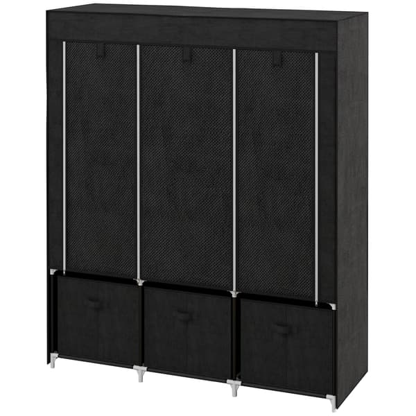 Stofgarderobe 125x43x162,5 cm Sort, sammenklappelig