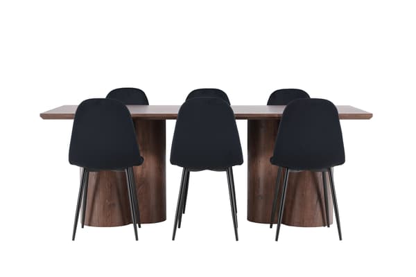 Spisebord og stol sæt Olivia 100x210 cm Sort MDF