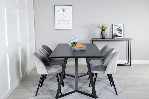 Spisebord og stol sæt Marina sort lys grå