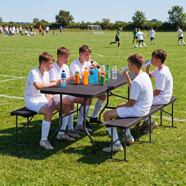 Sammenklappelig ølbænk 180x30x43 cm sort