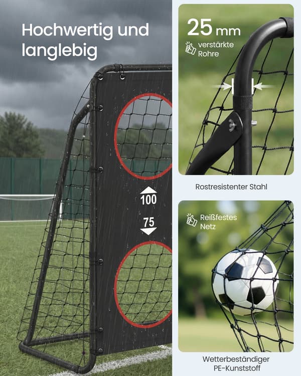Fodboldmål 60x180x120 cm Sort Stål