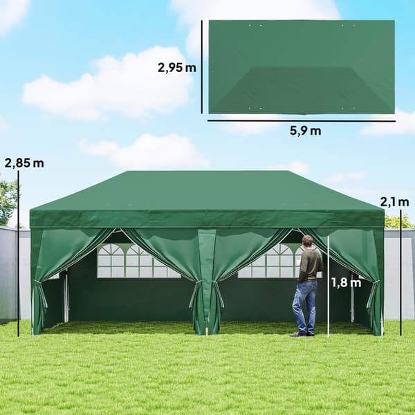 Paviljong, 590x295x285 cm, Mörkgrön, Polyester