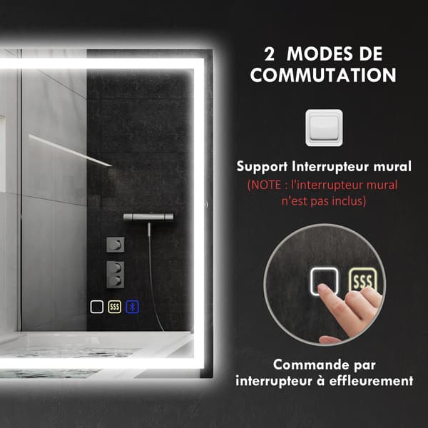 Badeværelsesspejl LED Bluetooth 100x80x3,5 cm sølv