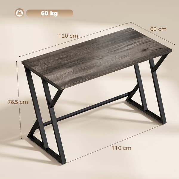 Skrivebord 120x60x76,5 cm Grå Metal