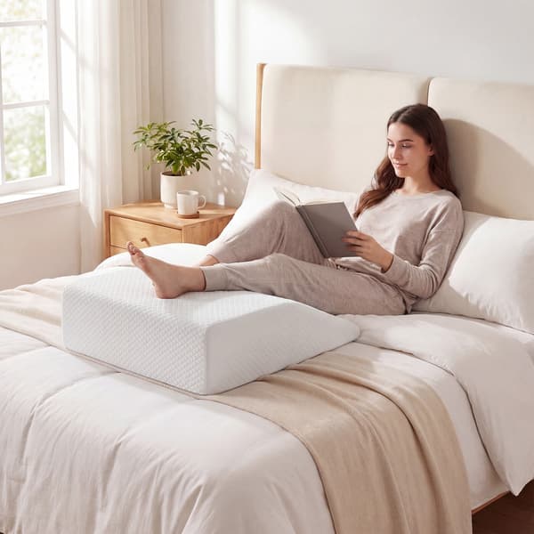 Benløftningspude Memory Foam 59x54x19 cm hvid
