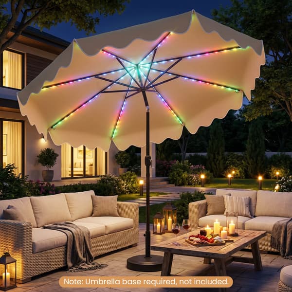 Terrasseparasol med farveskiftende LED-lys 9 ft Beige