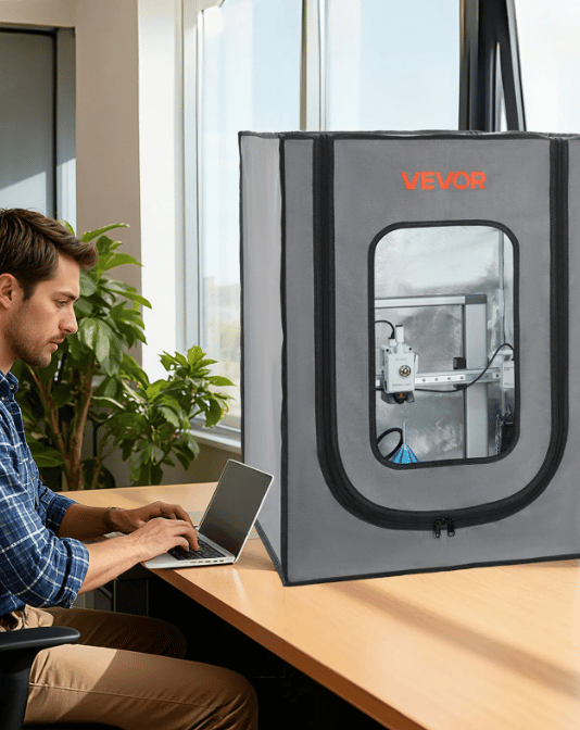 3D-printer kabinet, 55x65x75 cm, Sort, Oxford stof
