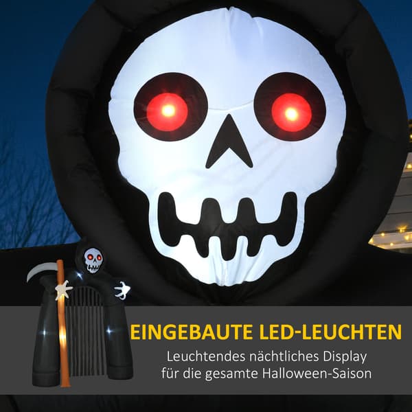 Halloween Grim Reaper Bueoppustelig med LED-belysning 230x65x285 cm sort