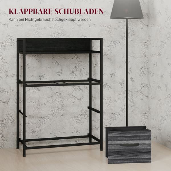 Kommode, 4 stofskuffer, 60x29x85 cm, sort, opbevaring