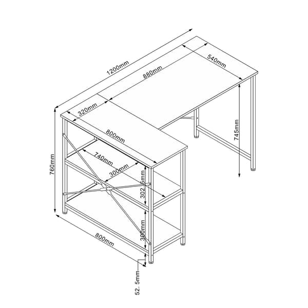 Skrivebord HEDVIG 120x80x76 cm Eg Sort
