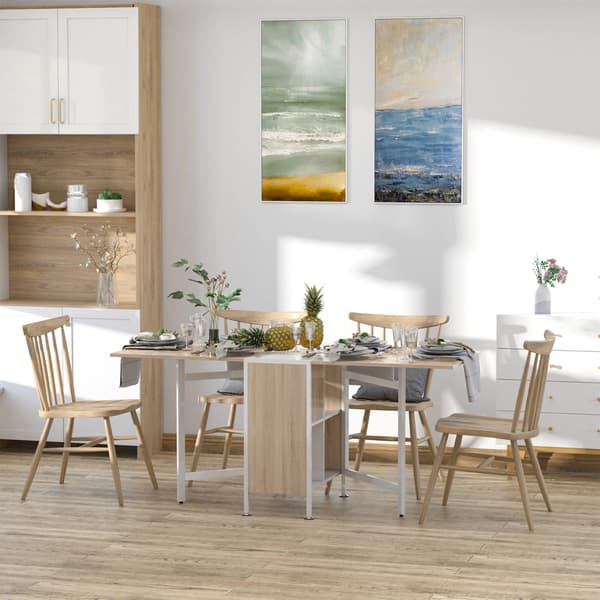 Fällbart matbord 169x60x75 cm natur/vitt