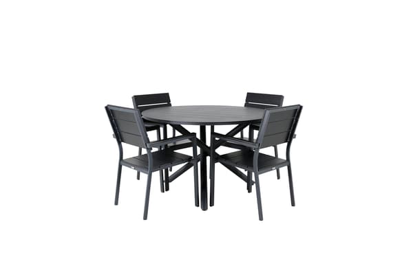 Spisebord og stol sæt Alma 120 cm sort