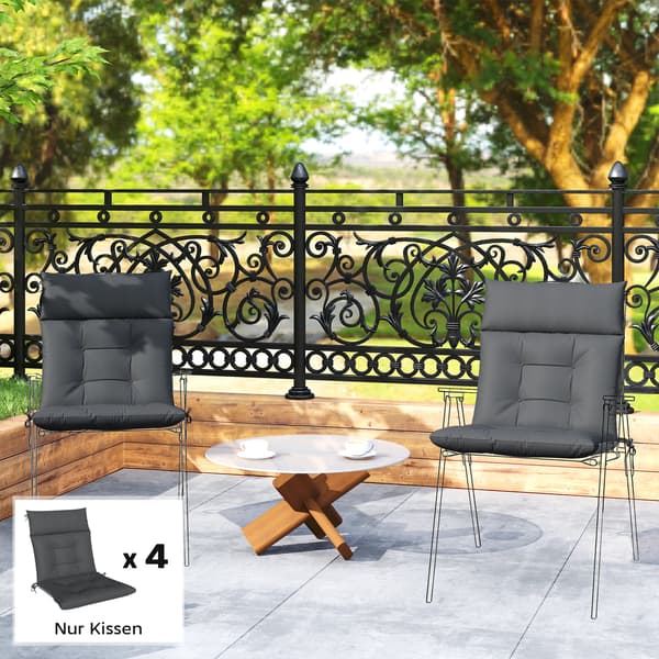 Sittdyna Set 4-delar 111,5x53x8 cm Mörkgrå Polyester