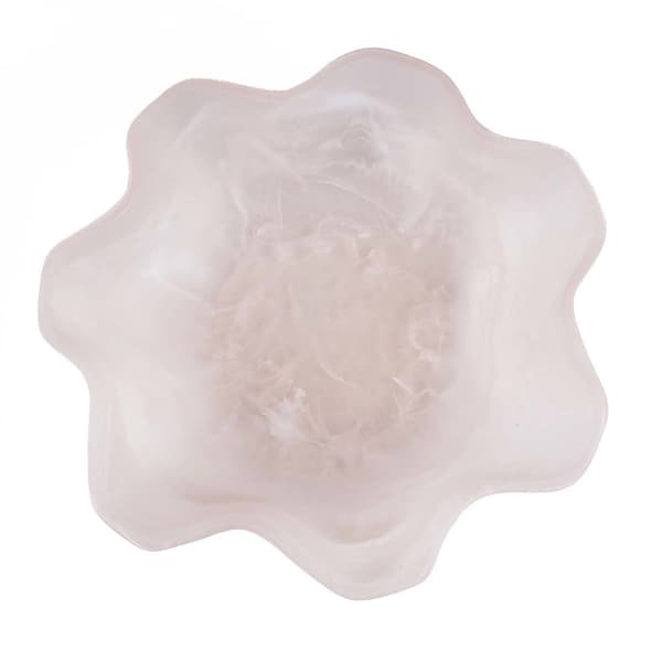 Frugtskål, 30x30x8 cm, Pink Hvid, Resin