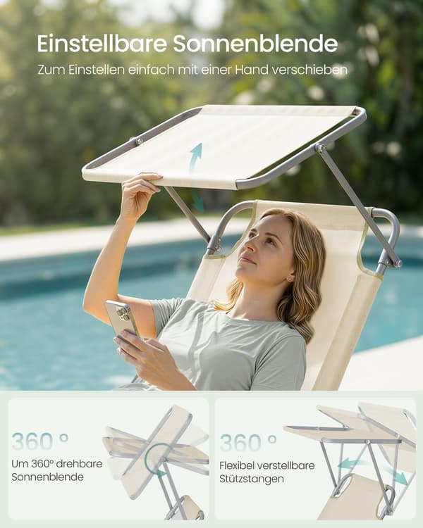 Solstol 189x53x28,5 cm Beige