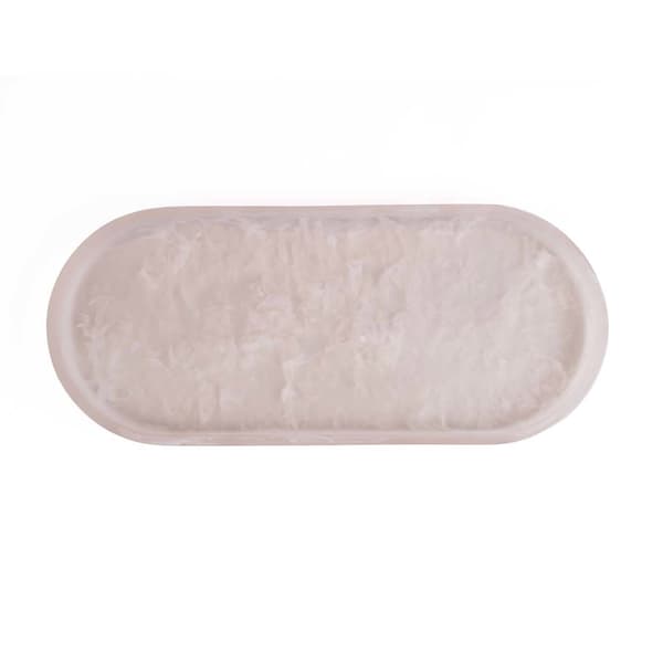 Oval tallrik, 19x44x2,6 cm, rosa vit, resin