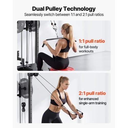 Kabelmaskine 3-i-1 Roning Lat Pulldown 77,5x76x201,5 cm Sort Stål
