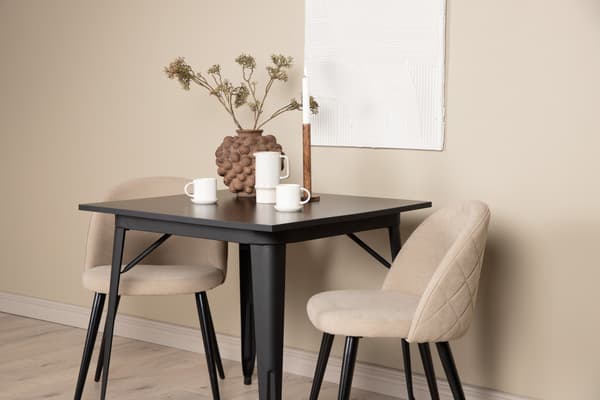 Spisebord og stole sæt Tempe sort og beige MDF og polyesterstof