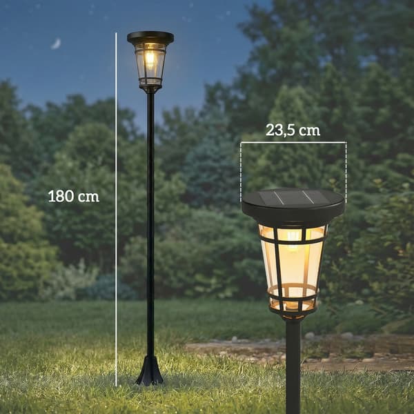 Pathway Light 23,5x23,5x180 cm Sort solcelledrevet