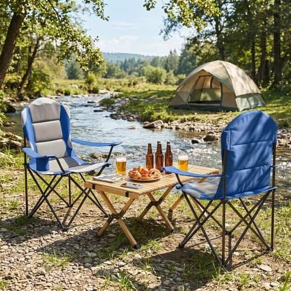 Sammenklappelig campingstol 93x62x102 cm blå