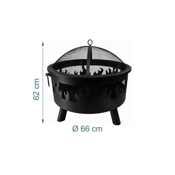 Fire Bowl 62x66 cm sort stål, Kodustaar