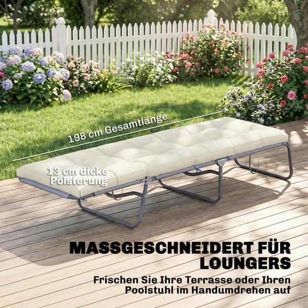 Istuintyyny 198x65x13 cm Beige Polyesteri