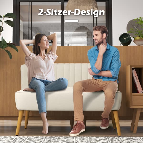 2-personers sofa 117x56,5x77 cm cremehvid